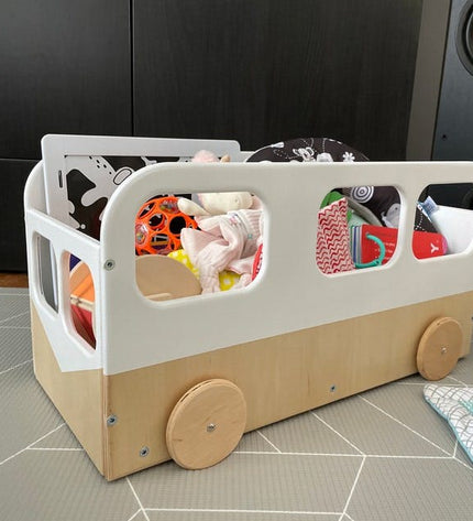 Kids Toy Storage Box on Wheels - Bus