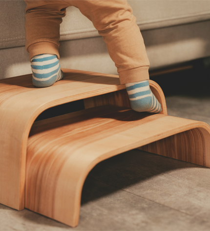 Adjustable Wooden Step Stools - Set of 2