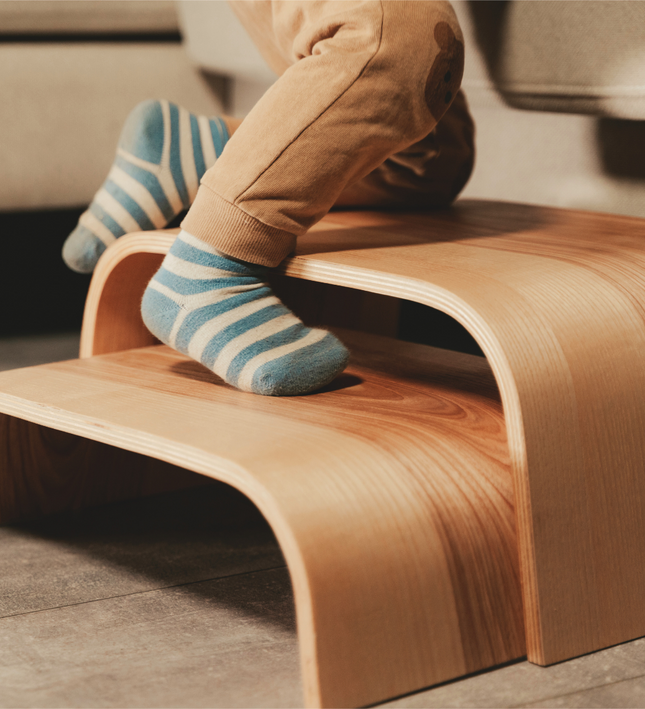 Adjustable Wooden Step Stools - Set of 2