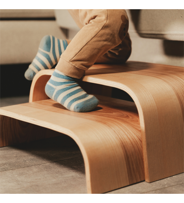 Adjustable Wooden Step Stools - Set of 2