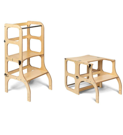 STEP'n'SIT® Convertible 2-in-1 Helper Tower/Table - Natural wood