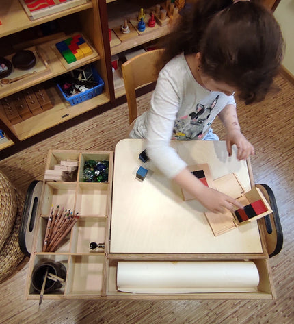 Adjustable Children Montessori Table and Chair Set Julle - Cannon Pink