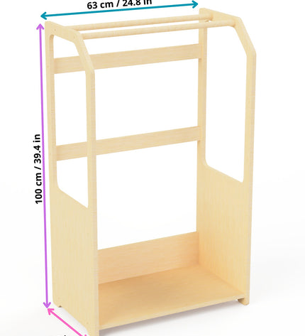 Montessori Wooden Clothes Drying Rack with Storage for Kids