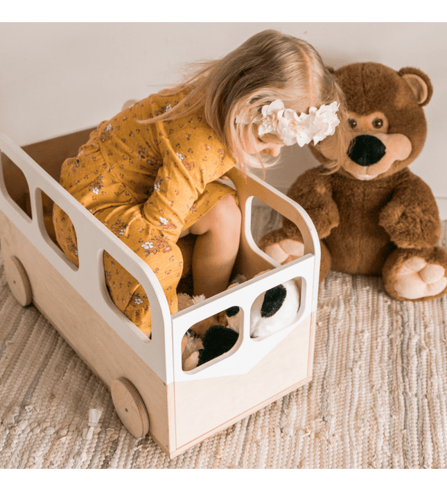 Kids Toy Storage Box on Wheels - Bus
