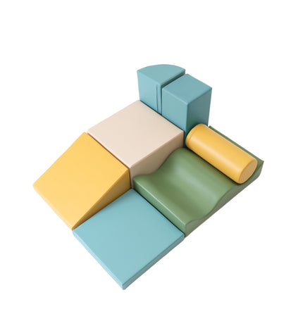Soft Play 7 Foam Block Set - Pastel Turquoise Discoverer