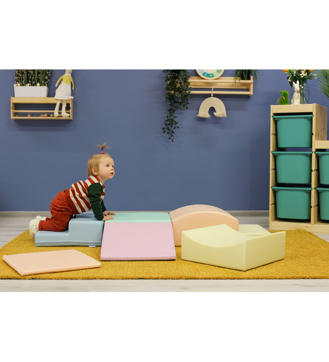 Soft Play 7 Foam Block Set - Light Pastel Little Crawler