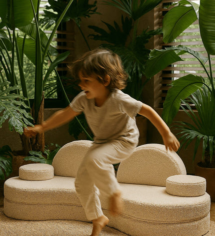 MeowBaby® Modular Sofa Coccolo for Kids – 6 Piece, Bearly Off-White