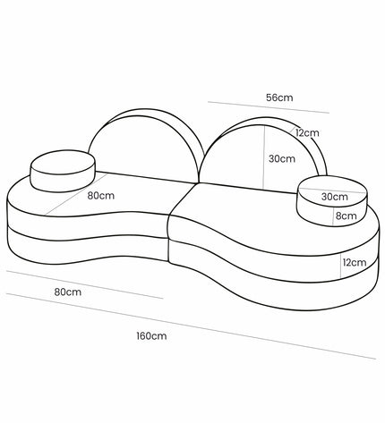 MeowBaby® Modular Sofa Coccolo for Kids – 6 Piece, Bearly Off-White
