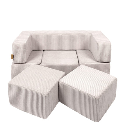 MeowBaby® Soft Velvet Bricks Sofa - Ecru