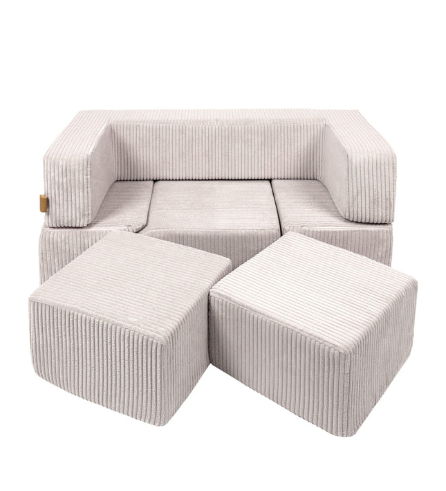 MeowBaby® Soft Velvet Bricks Sofa - Ecru
