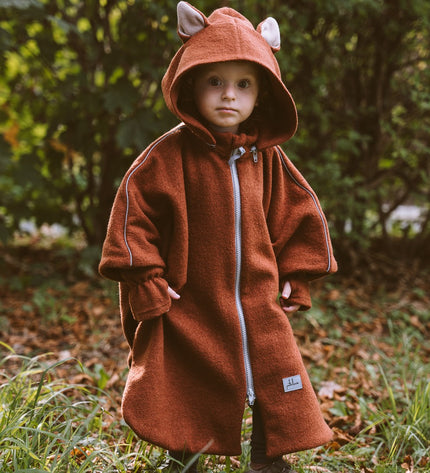 Merino Wool Car Poncho For Kids - Fox
