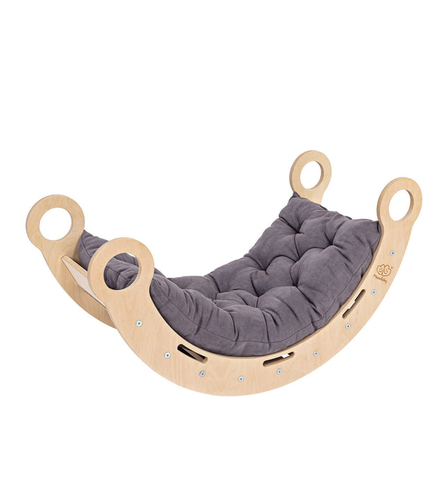Snug Rocker for Kids - Natural With Grey Pillow