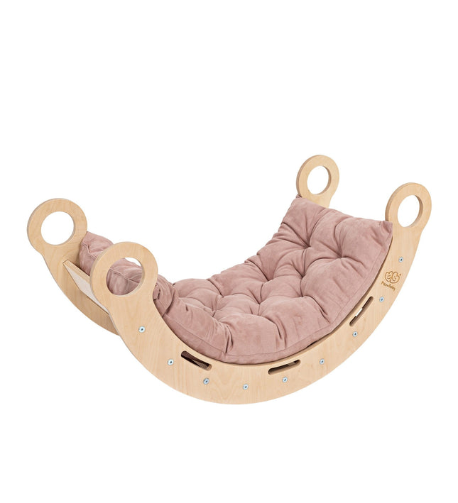 Snug Rocker for Kids - Natural With Pink Pillow