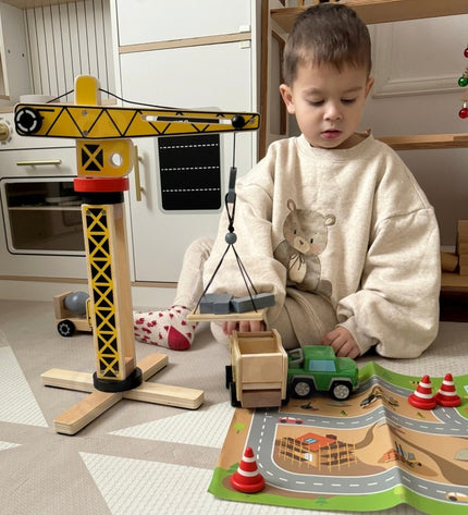 Wooden Construction Site With Vehicles