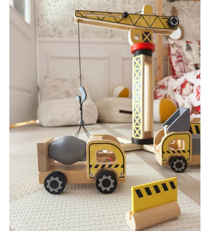 Wooden Construction Site With Vehicles