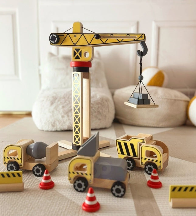 Wooden Construction Site With Vehicles