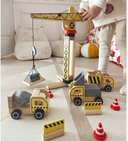 Wooden Construction Site With Vehicles