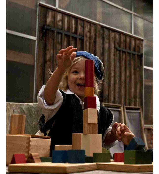 Wooden Blocks in a Box – Cold Colors, 54 Pieces